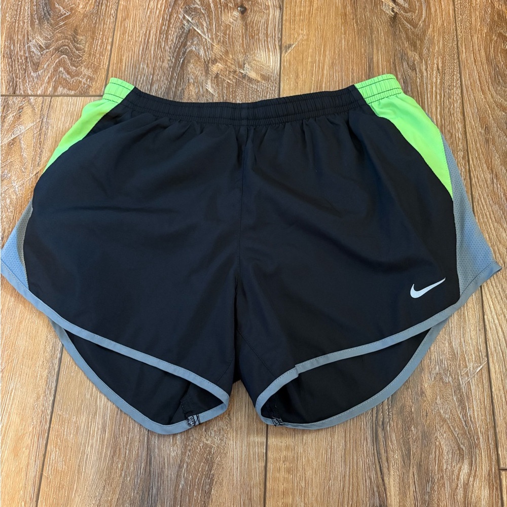 Nike Black and Green Athletic Shorts